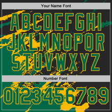 Load image into Gallery viewer, Custom Black Kelly Green-Gold Brush Stroke Shatter Splatter Performance T-Shirt