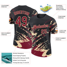 Load image into Gallery viewer, Custom Black Crimson-Cream Brush Stroke Shatter Splatter Performance T-Shirt