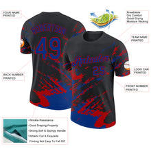 Load image into Gallery viewer, Custom Black Royal-Red Brush Stroke Shatter Splatter Performance T-Shirt