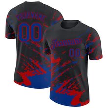 Load image into Gallery viewer, Custom Black Royal-Red Brush Stroke Shatter Splatter Performance T-Shirt