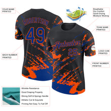 Load image into Gallery viewer, Custom Black Royal-Orange Brush Stroke Shatter Splatter Performance T-Shirt