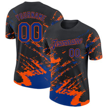 Load image into Gallery viewer, Custom Black Royal-Orange Brush Stroke Shatter Splatter Performance T-Shirt