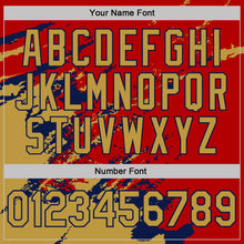 Load image into Gallery viewer, Custom Red Old Gold-Navy Brush Stroke Shatter Splatter Performance T-Shirt