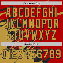 Load image into Gallery viewer, Custom Red Old Gold-Black Brush Stroke Shatter Splatter Performance T-Shirt