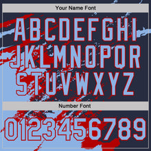 Загрузить изображение в средство просмотра галереи, Custom Navy Light Blue-Red Brush Stroke Shatter Splatter Performance T-Shirt
