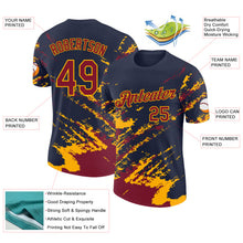 Load image into Gallery viewer, Custom Navy Crimson-Gold Brush Stroke Shatter Splatter Performance T-Shirt