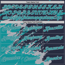 Загрузить изображение в средство просмотра галереи, Custom Navy Teal-Gray Brush Stroke Shatter Splatter Performance T-Shirt