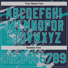 Загрузить изображение в средство просмотра галереи, Custom Navy Teal-Gray Brush Stroke Shatter Splatter Performance T-Shirt