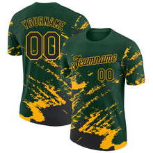 Загрузить изображение в средство просмотра галереи, Custom Green Black-Gold Brush Stroke Shatter Splatter Performance T-Shirt