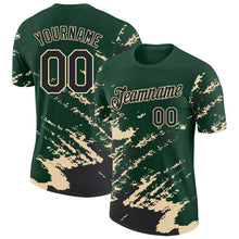 Load image into Gallery viewer, Custom Green Black-Cream Brush Stroke Shatter Splatter Performance T-Shirt
