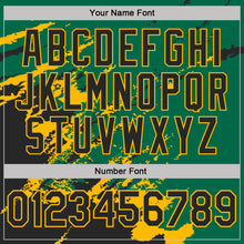 Load image into Gallery viewer, Custom Kelly Green Black-Gold Brush Stroke Shatter Splatter Performance T-Shirt
