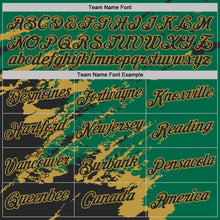 Load image into Gallery viewer, Custom Kelly Green Black-Old Gold Brush Stroke Shatter Splatter Performance T-Shirt