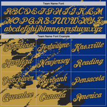 Load image into Gallery viewer, Custom Royal Old Gold-Black Brush Stroke Shatter Splatter Performance T-Shirt