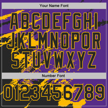 Load image into Gallery viewer, Custom Purple Black-Gold Brush Stroke Shatter Splatter Performance T-Shirt