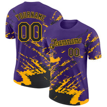 Load image into Gallery viewer, Custom Purple Black-Gold Brush Stroke Shatter Splatter Performance T-Shirt