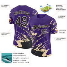 Load image into Gallery viewer, Custom Purple Black-Cream Brush Stroke Shatter Splatter Performance T-Shirt