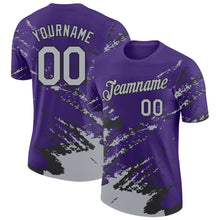 Load image into Gallery viewer, Custom Purple Gray-Black Brush Stroke Shatter Splatter Performance T-Shirt