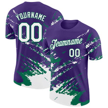 Load image into Gallery viewer, Custom Purple White-Kelly Green Brush Stroke Shatter Splatter Performance T-Shirt