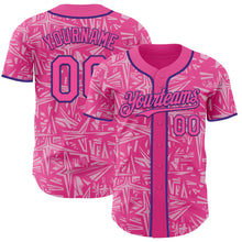 Laden Sie das Bild in den Galerie-Viewer, Custom Pink Light Pink-Purple Geometric Cyber Starburst Authentic Baseball Jersey