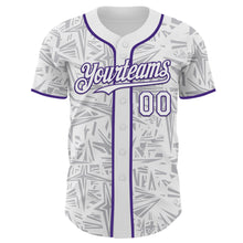 Load image into Gallery viewer, Custom White Gray-Purple Geometric Cyber Starburst Authentic Baseball Jersey