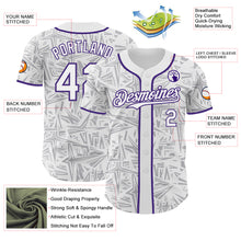 Load image into Gallery viewer, Custom White Gray-Purple Geometric Cyber Starburst Authentic Baseball Jersey