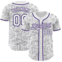 Load image into Gallery viewer, Custom White Gray-Purple Geometric Cyber Starburst Authentic Baseball Jersey