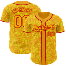 Load image into Gallery viewer, Custom Gold Light Yellow-Red Geometric Cyber Starburst Authentic Baseball Jersey