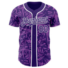 Laden Sie das Bild in den Galerie-Viewer, Custom Purple Medium Purple-White Geometric Cyber Starburst Authentic Baseball Jersey