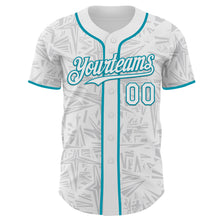Load image into Gallery viewer, Custom White Gray-Teal Geometric Cyber Starburst Authentic Baseball Jersey