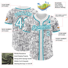 Load image into Gallery viewer, Custom White Gray-Teal Geometric Cyber Starburst Authentic Baseball Jersey