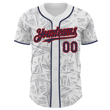 Load image into Gallery viewer, Custom White Navy Gray-Red Geometric Cyber Starburst Authentic Baseball Jersey