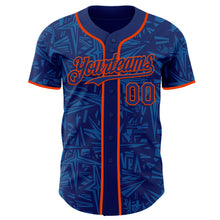 Загрузить изображение в средство просмотра галереи, Custom Royal Blue-Orange Geometric Cyber Starburst Authentic Baseball Jersey