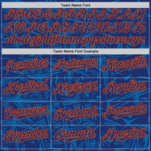 Загрузить изображение в средство просмотра галереи, Custom Royal Blue-Orange Geometric Cyber Starburst Authentic Baseball Jersey