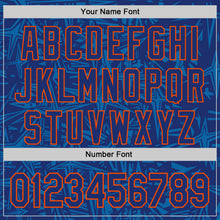 Загрузить изображение в средство просмотра галереи, Custom Royal Blue-Orange Geometric Cyber Starburst Authentic Baseball Jersey