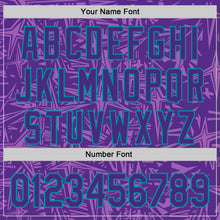 Load image into Gallery viewer, Custom Purple Medium Purple-Teal Geometric Cyber Starburst Authentic Baseball Jersey