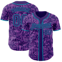 Load image into Gallery viewer, Custom Purple Medium Purple-Teal Geometric Cyber Starburst Authentic Baseball Jersey
