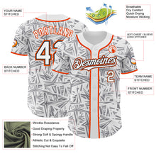 Load image into Gallery viewer, Custom White Gray Black-Orange Geometric Cyber Starburst Authentic Baseball Jersey