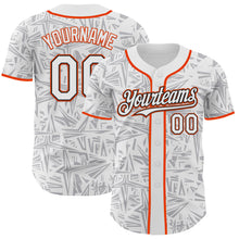 Load image into Gallery viewer, Custom White Gray Black-Orange Geometric Cyber Starburst Authentic Baseball Jersey