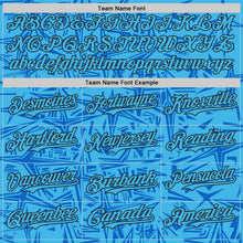Загрузить изображение в средство просмотра галереи, Custom Sky Blue Blue-Black Geometric Cyber Starburst Authentic Baseball Jersey