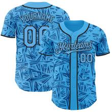 Загрузить изображение в средство просмотра галереи, Custom Sky Blue Blue-Black Geometric Cyber Starburst Authentic Baseball Jersey
