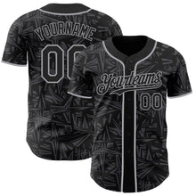 Load image into Gallery viewer, Custom Black Steel Gray-Gray Geometric Cyber Starburst Authentic Baseball Jersey