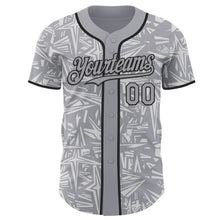 Load image into Gallery viewer, Custom Gray White-Black Geometric Cyber Starburst Authentic Baseball Jersey