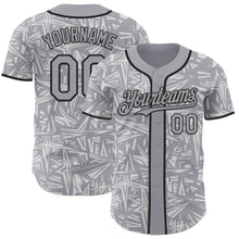Load image into Gallery viewer, Custom Gray White-Black Geometric Cyber Starburst Authentic Baseball Jersey