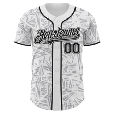 Load image into Gallery viewer, Custom White Black-Gray Geometric Cyber Starburst Authentic Baseball Jersey