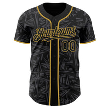 Laden Sie das Bild in den Galerie-Viewer, Custom Black Steel Gray-Old Gold Geometric Cyber Starburst Authentic Baseball Jersey