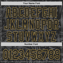 Laden Sie das Bild in den Galerie-Viewer, Custom Black Steel Gray-Old Gold Geometric Cyber Starburst Authentic Baseball Jersey