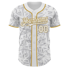 Load image into Gallery viewer, Custom White Gray-Old Gold Geometric Cyber Starburst Authentic Baseball Jersey