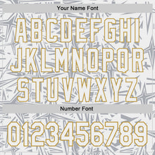 Load image into Gallery viewer, Custom White Gray-Old Gold Geometric Cyber Starburst Authentic Baseball Jersey