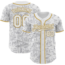 Load image into Gallery viewer, Custom White Gray-Old Gold Geometric Cyber Starburst Authentic Baseball Jersey