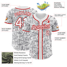 Laden Sie das Bild in den Galerie-Viewer, Custom White Gray-Red Geometric Cyber Starburst Authentic Baseball Jersey